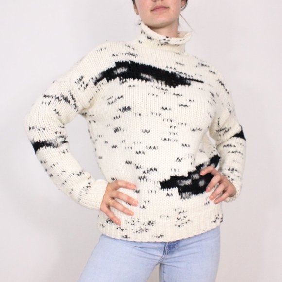 *LINE Knit Cream and Black Turtleneck Sweater - Picture 3 of 7